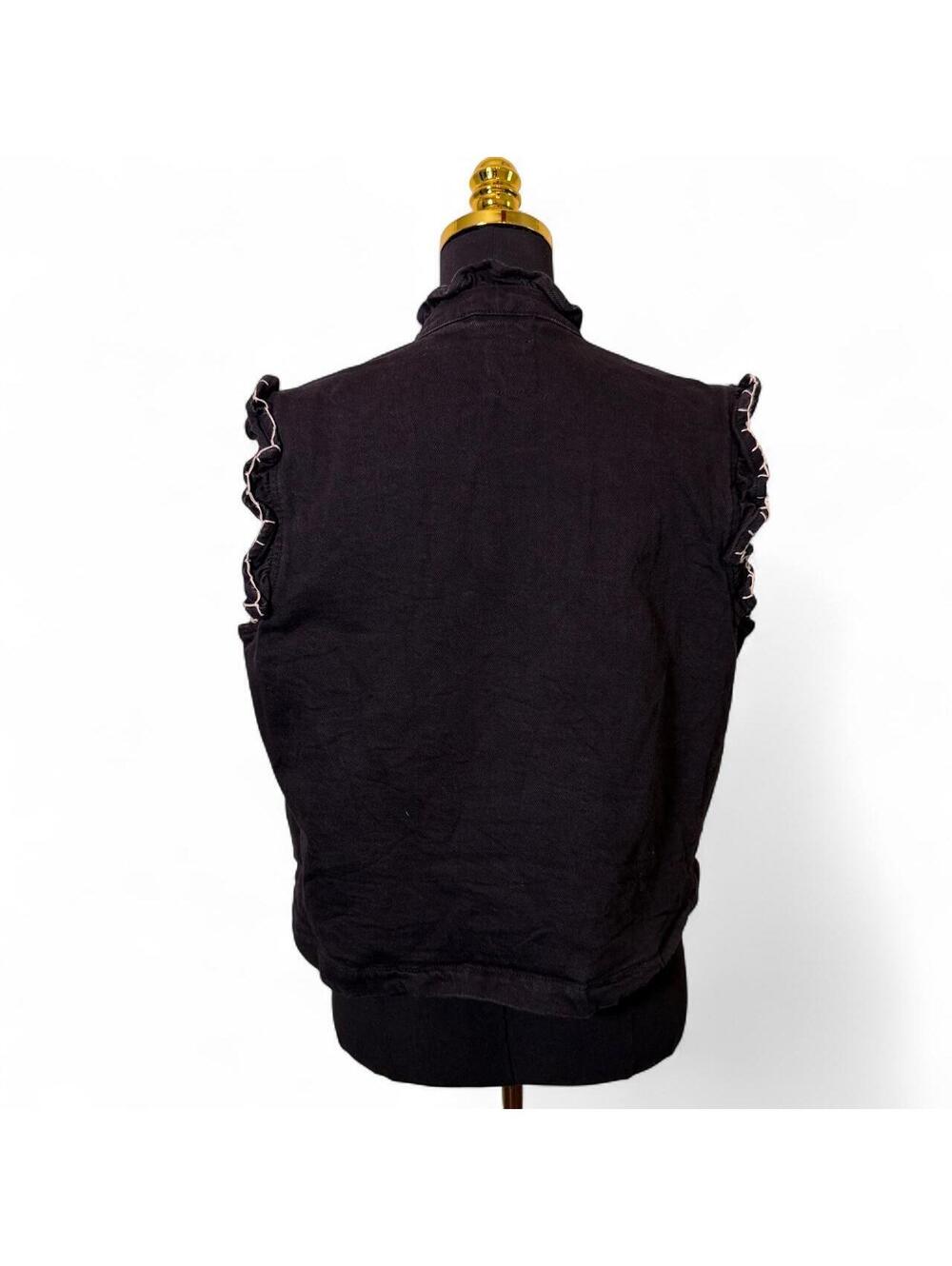 Seventy + Mochi for Anthropologie Women's Black Denim Vest sz Medium - Picture 2 of 7